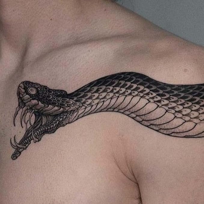 Large Temporary Tattoos Women Temporary Neck Tattoos Temporary Realistic Flower Chest Tattoo for Adults (Snake 2)