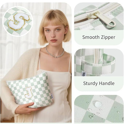 Narwey 2 PCS Valentines Day Gifts for Her Personalized Initial Makeup Bag, Girlfriend Teacher Women Teen Girls Gifts Trendy Stuff 10 11 12 14 13 15 16 Years Old, Travel Toiletry Bags Cosmetic Bag (J)