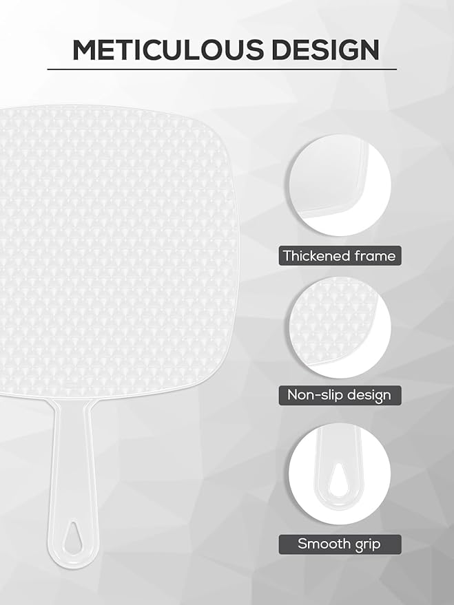 Extra Large Handheld Mirror，Hand Salon Mirror with Handle for Barbers, Hairdressing (White，12.4" Lx 9" W)