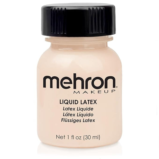Mehron Makeup Liquid Latex | SFX Makeup | Halloween | Latex Glue for Skin | Special FX Prosthetic Glue 1 fl oz (30 ml) (Light Flesh)