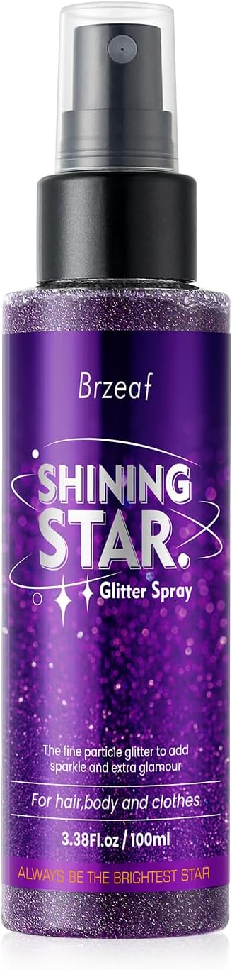 Brzeaf Glitter Spray, Halloween Glitter Spray for Hair and Body, Long-Lasting & Quick-Drying, Shiny Glitter Hairspray, Waterproof Body Glitter, for Stage Makeup and Festival Rave