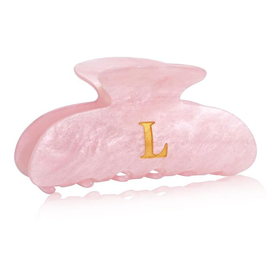 Acrylic Letter Hair Clips for Women - Pink Monogram Hair Claw Alphabet Large Hair Clip, Fashion Glitter Claw Clips Elegant And Durable Hair Accessory, Letter L
