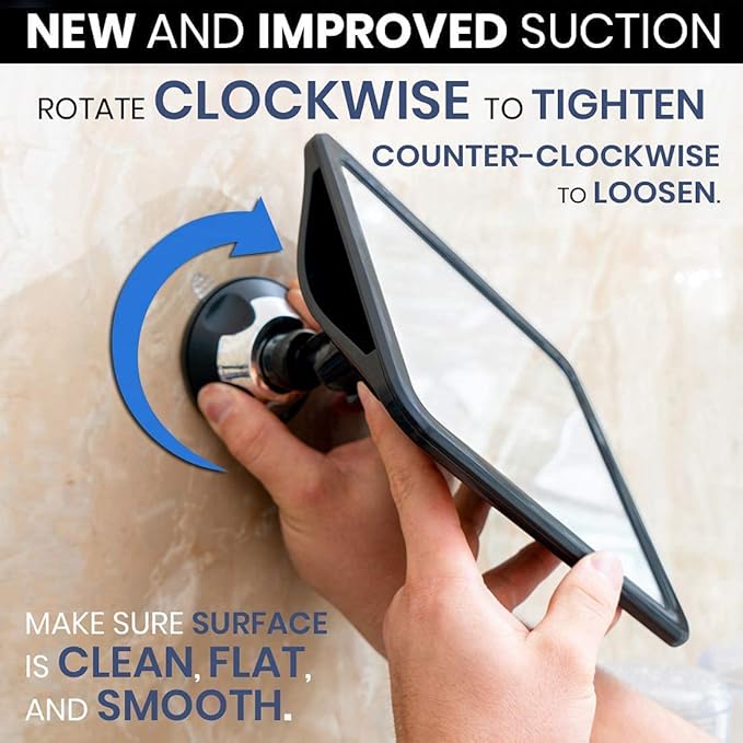 MIRRORVANA Fogless Shower Mirror for Shaving with Upgraded Suction, Dual Anti Fog Design, Shatterproof Surface & 360° Swivel, 8" x 7"