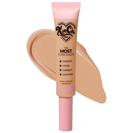 KimChiChic Beauty The Most Concealer | Full Coverage Water Resistant Multi-Use Concealer | Conceal, Correct, Contour & Highlight | Matte Satin Hybrid Finish | Brush Applicator, 0.63 oz, 06-Light Amber