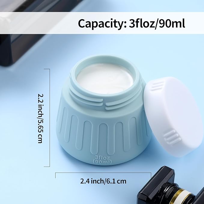 Gemice 3 oz Travel Containers for Toiletries, 4-Pack TSA Approved Travel Size Toiletries Containers for On-the-Go, Small Leak-Proof Travel Essentials Silicone Jar for Shampoo, Lotions, Cleanser