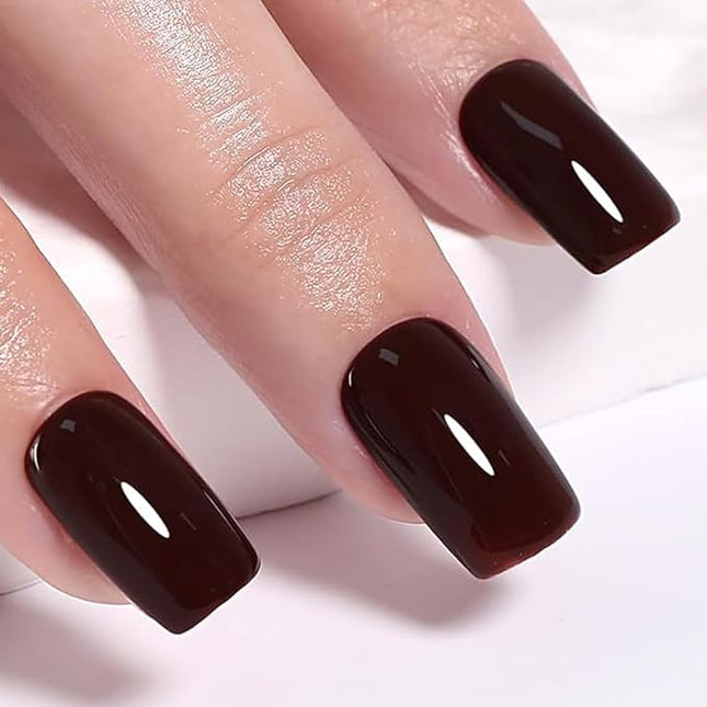 Imtiti Dark Red Gel Nail Polish, 1 Pcs 15ml Chocolate Brown Autumn Winter Gel Polish UV LED Soak Off Nail Art Manicure at Home Gift for Women Girl