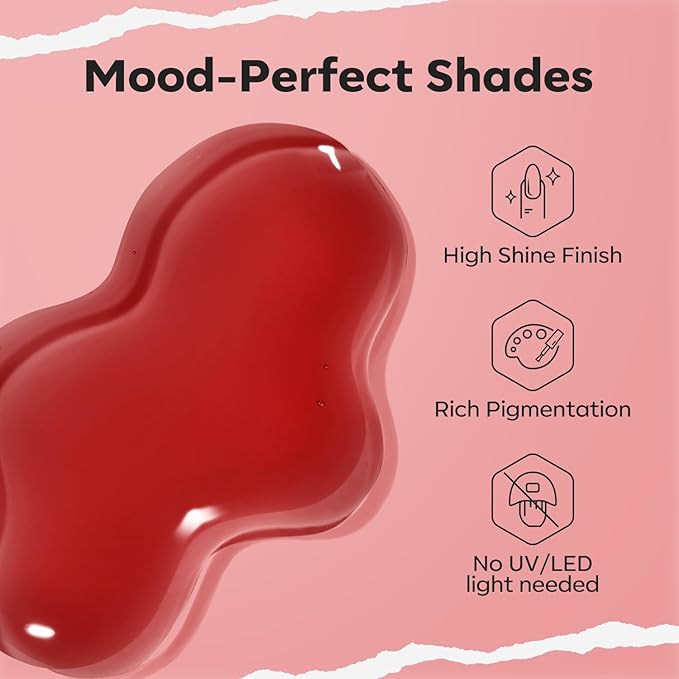 modelones Jelly Red Nail Polish, Sheer Dark Red Clear Translucent Semi-Transparent 15 ml Quick Dry Nail Lacquer Strengthener Long Last Finger Toe Nail Art DIY Manicure Gift for Women Girls 0.5 Fl Oz