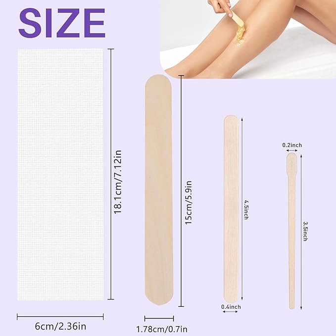 BLITZWAX 120pcs Wooden Waxing Sticks Kit for Hard Wax Hair Removal, Eyebrow Large and Small Applicators for Face, Body, and Lip, with 30 Wax Papers and Oils, Ideal for Women’s At-Home Waxing