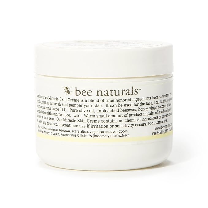 Bee Naturals Miracle Skin Creme - All-Natural Hydrating Cream for Full body - Pure Nourishment with Olive Oil, Beeswax & Coconut Oil - Loved globally for Versatility & Trusted by Generations (4 oz)