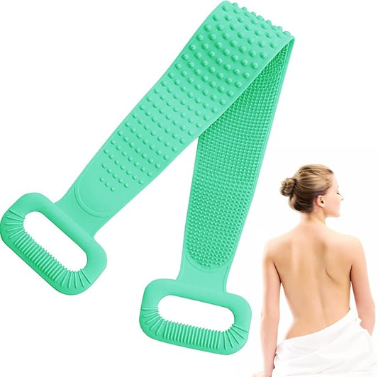 Inmorven Exfoliating Back Scrubber for Shower with Handles, 30 Inch Double-Sided Back Exfoliator Body Scrub Towel, Exfoliating Washcloth Bath Tool for use in Shower, Clean Skin for Men & Women (Green)