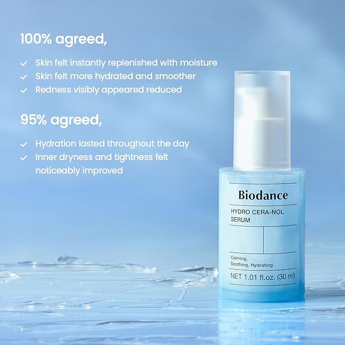 BIODANCE Hydro Cera-Nol Serum, Hydrating, Quick Soothing Effect, Redness Reducing, Hydration Boost Serum for Sensitive Skin, Korean Skincare | 1.01 fl.oz x 1 ea