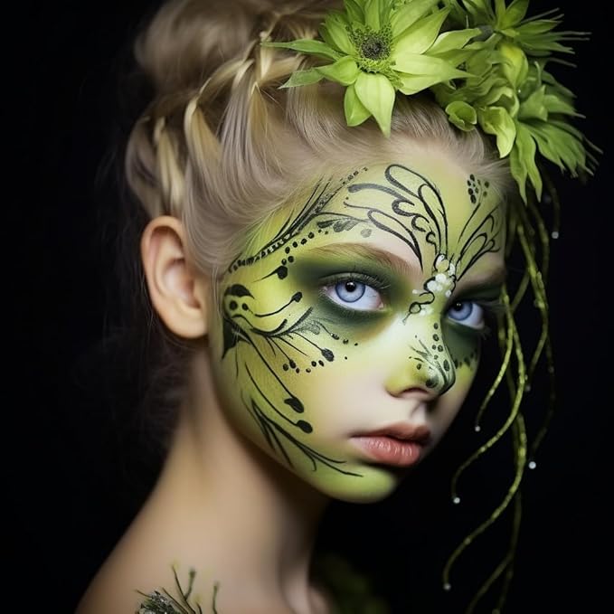 CCbeauty Ogre Green Face Paint Stick, Face Painting Kit, Witch Green Cream SFX Makeup Foundation, Professional Hypoallergenic Body Paint for Halloween Costume Party, Goblin, Hulk, Shrek, Fiona Makeup