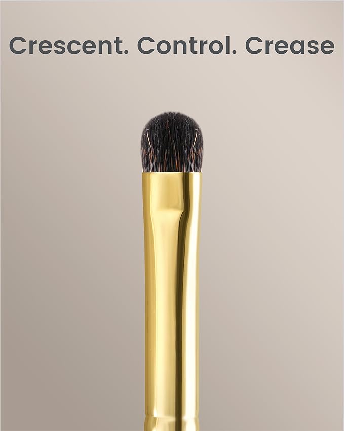 Desert Oak Series Blend-Sculpt Eyeshadow Brush - Contoured Crescent Head for Crease Work, Hypoallergenic Squirrel & Goat Hair Blend, Bubinga Bubinga Handle (CM 174)
