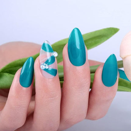 Imtiti Pearl Blue Gel Polish, 0.5Fl.oz Cyan Blue Shimmer Glitter Gel Nail Polish Nail Art Starter Manicure Salon DIY at Home 1Pcs