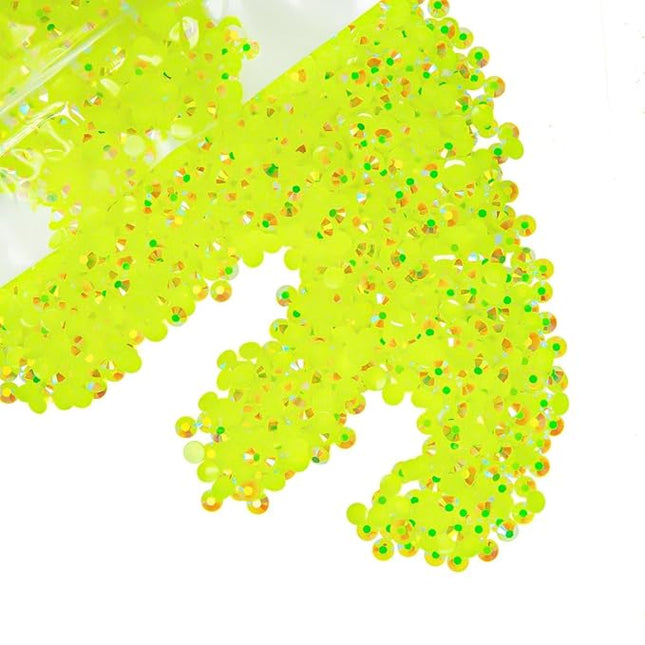 qiipii 8000PCS 3mm Neon Yellow AB Resin Rhinestones for Crafting SS10 Fluorescent Yellow Flatback Jelly Stones Gems Bulk Diamonds Charms for Nails Face Eyes Makeup Mugs Tumblers Bottles Crafts Clothes