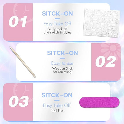 Black Press on Nails Medium Square, KXAMELIE Natural Acrylic Glue on Nails Coffin Nails Press ons Medium Short Gel Nails, Reusable Fake Nails 2025 Trendy Solid Color False Nails 24Pcs