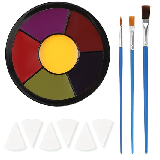 6 Colors Face Body Paint + 6pcs Sponge + 3pcs Brush, 【Full Coverage】【Skin Friendly】【Long Lasting】, Professional Paint Makeup Product For Halloween/Masquerade/Cosplay/Movie Makeup