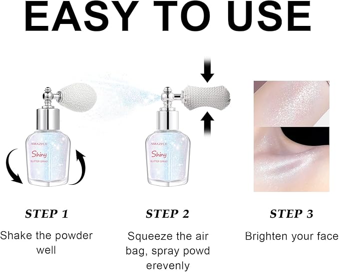 Hair and Body Glitter Spray, Shimmering Powder Sparkle Powder Makeup, Glitter Loose Sparkle Makeup for Body Highlighter,Festival Prom Rave Accessories (Sparkling Pink)