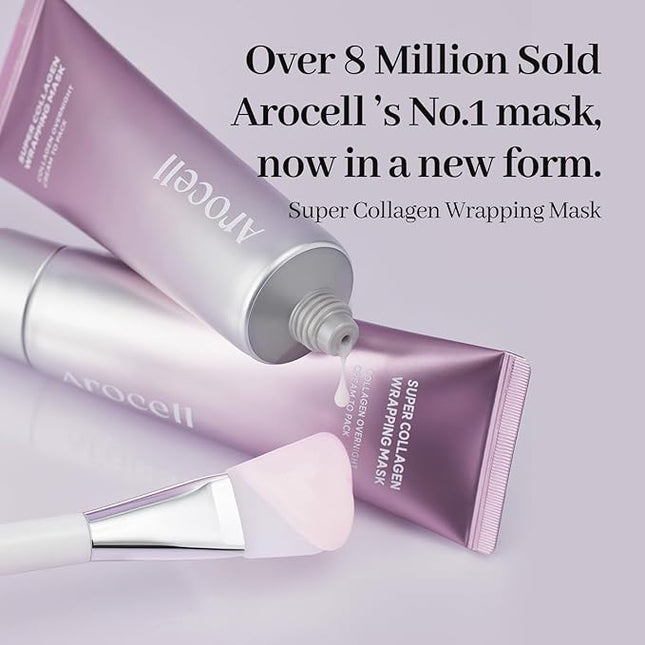 AROCELL Super Collagen Wrapping Facial Mask 50g – Korean Peel Off Face Mask Pack with Collagen Film Care | Hydrating, Firming & Elasticity Boosting Exfoliating Skincare