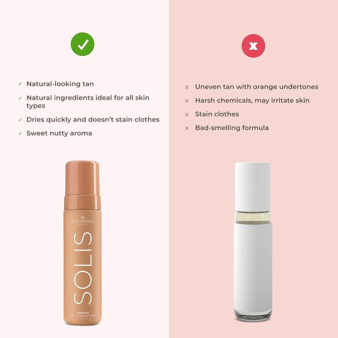 COCOSOLIS SOLIS medium self-tanning lotion for face and body, mousse for a rich, natural and long-lasting tan, with plant-based DHA (200 ml)