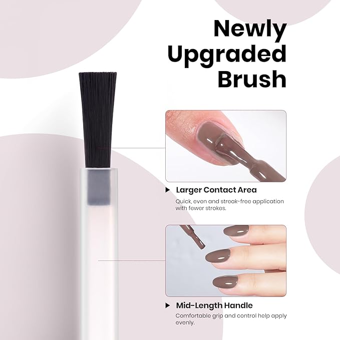 Beetles Brown Gel Nail Polish - 15ML Hema-Free Grey Brown Color Nail Polish Long-Lasting High Gloss Soak Off Latte Routine Uv Gel Polish Color Bottle Salon 0.51 Fl Oz