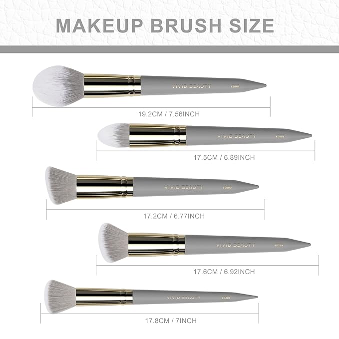 5pcs Face Makeup Brush Set - Ideal for Setting Powder, Blush & Contour - Fluffy Brushes Enhanced Powder Pickup for Smooth, Natural Application, A Collection Designed for Cheeks Make up (Grey)