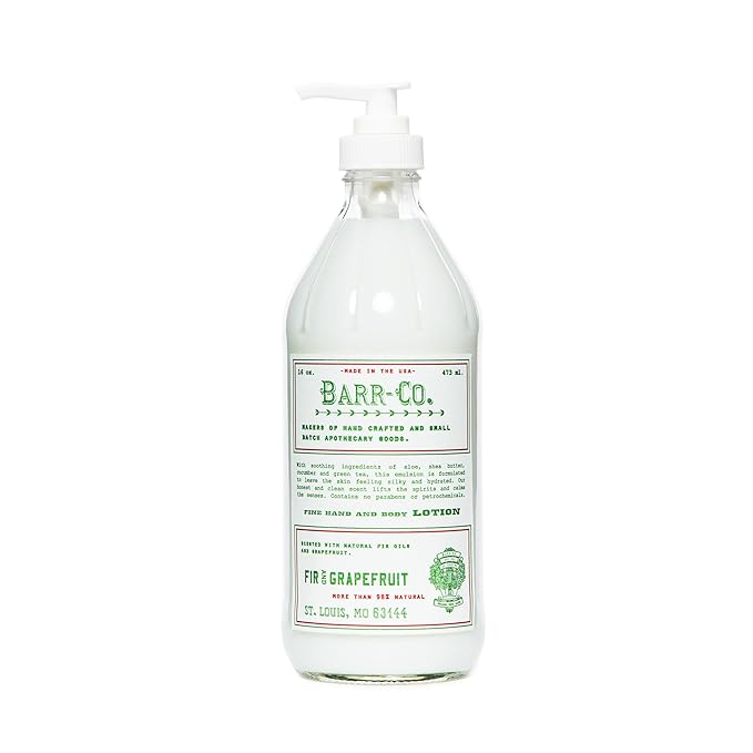 BARR-CO. Fir & Grapefruit Scent Shea Butter Lotion for Dry Skin, Bright Grapefruit and Cooling Balsam, Shea Moisturizing Lotion for Sensitive Skin, 16 fl oz