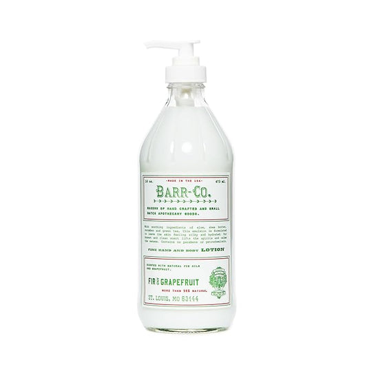 BARR-CO. Fir & Grapefruit Scent Shea Butter Lotion for Dry Skin, Bright Grapefruit and Cooling Balsam, Shea Moisturizing Lotion for Sensitive Skin, 16 fl oz