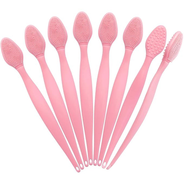 Silicone Lip Scrub Brushes, 20 Pack Double-Sided Exfoliating Lip Brush Soft Silicone Lip Scrubber Exfoliator Tool Blackhead Remover for Skincare (Pink)