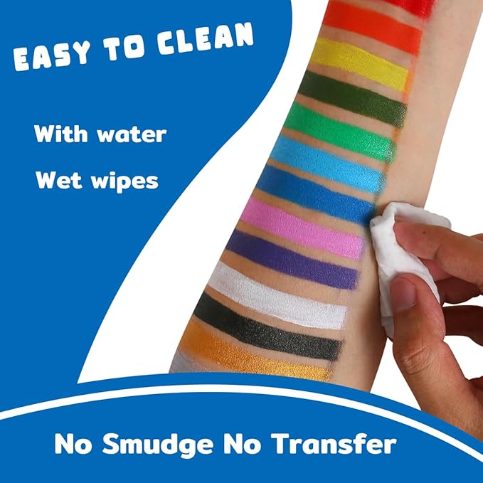 Bowitzki 14 Colors Face Body Paint Set Cream Makeup 20ml Water Based Face Painting Special Effects For Adults Children Kids Halloween Christmas Party Stage Cosplay 0.7OZ Each