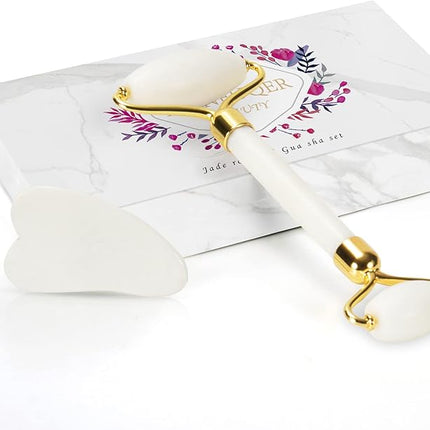 Gua Sha Facial Massage Tool & Jade Roller Set, Facial Massager for Face, Neck, Back, Arms, Legs, Eye,SPA Gifts for Women Gua Sha Facial Massager Reduce Puffiness and Improve Wrinkles