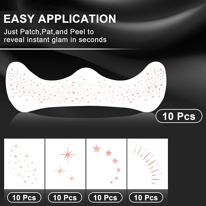 20PCS Glitter Freckles, Glitter Freckles Face Tattoo, Sparkle Freckles for Women and Kids, Cute Star Waterproof Rose Gold Temporary Face Tattoos Glitter Glow Up Patches Makeup Patches (Rose Gold)