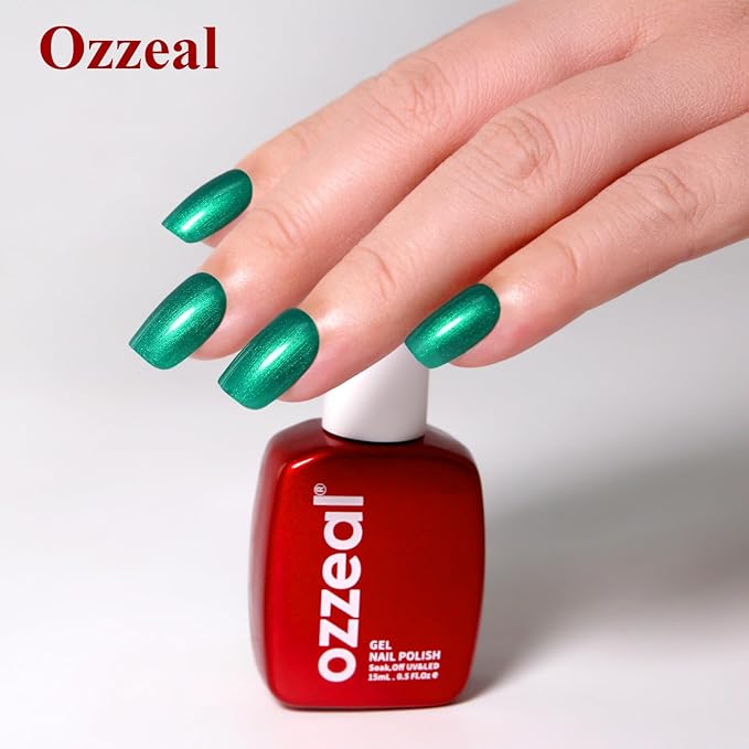 Pearl Gel Nail Polish,Dark Green Glitter Gel Nail Polish Sparkle Shimmer Gel Glitter Nail Polish Fall Winter Soak off LED UV Gel Nail Polish for Art DIY Manicure 15ML