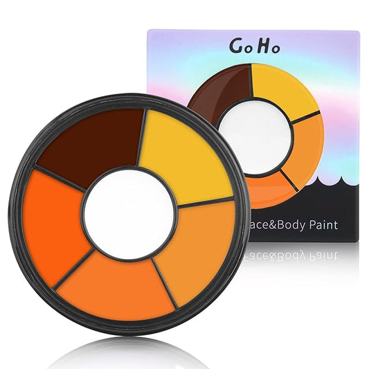 Go Ho 6 Colors Orange Face Body Paint,Cream Washable Formula Face Painting for Halloween Cosplay,Body Paint SFX Makeup Palette,Professional Face Paint White Orange Yellow Makeup
