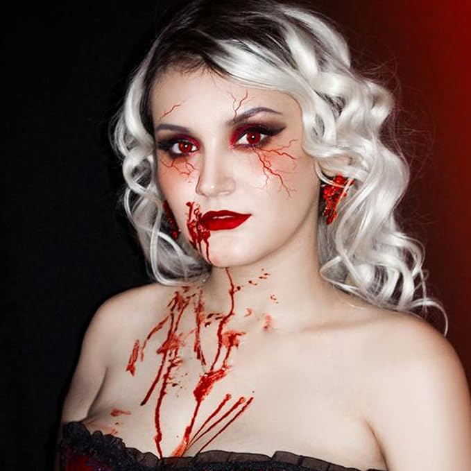 MEICOLY 2.1oz Halloween Fake Blood Makeup- Realistic Sangre Falsa Washable Edible Liquid with 0.7oz Cleaning Soap - Squirt Blood for Clothes,Zombie Vampire Monster,SFX Cut Flesh Wound Makeup - Bright