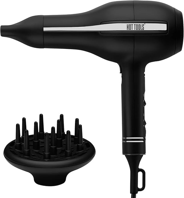 HOT TOOLS Pro Artist Black Gold Hair Dryer - Fast Drying with Even Heating for Less Damage and Dual Voltage, Travel Hair Dryer - 2000 Watts