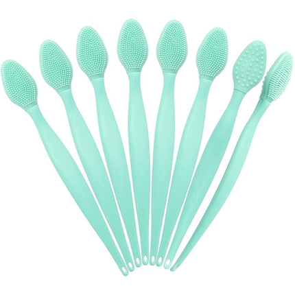 Silicone Lip Scrub Brushes, 20 Pack Double-Sided Exfoliating Lip Brush Soft Silicone Lip Scrubber Exfoliator Tool Blackhead Remover for Skincare (Green)