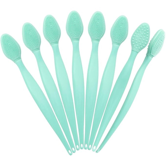 Silicone Lip Scrub Brushes, 20 Pack Double-Sided Exfoliating Lip Brush Soft Silicone Lip Scrubber Exfoliator Tool Blackhead Remover for Skincare (Green)