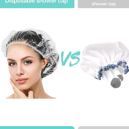 Auban 50 PCS Shower Cap Disposable,Bath Caps Larger Thick Clear Waterproof Plastic Elastic Hair Bath Caps For Women Hotel Travel Essentials Accessories Deep Conditioning Hair Care(19.3")