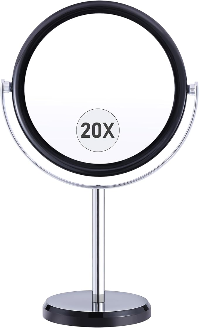 MIYADIVA 20X Magnifying Mirror - Double Sided 1X & 20X Makeup Mirror with 360 Rotation Stand