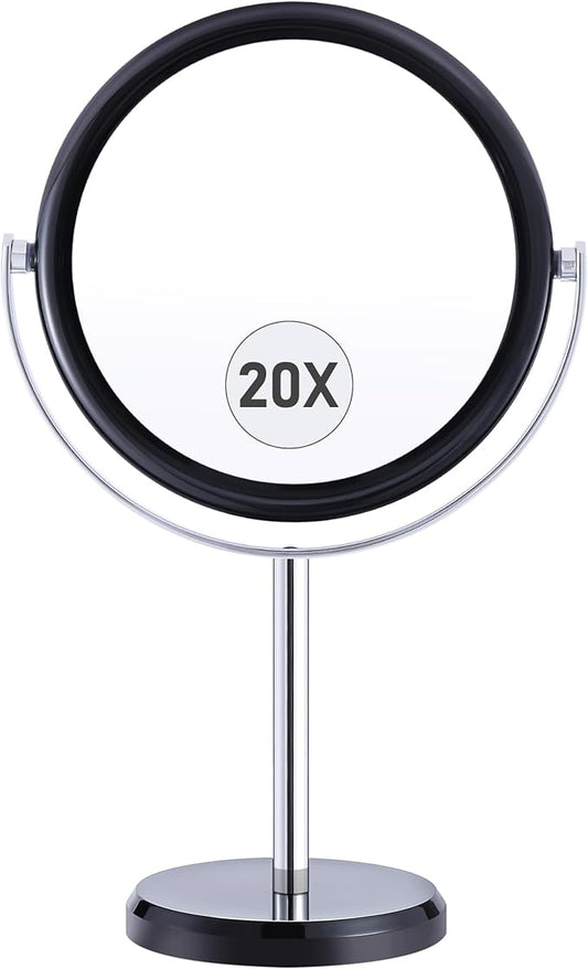 MIYADIVA 20X Magnifying Mirror - Double Sided 1X & 20X Makeup Mirror with 360 Rotation Stand