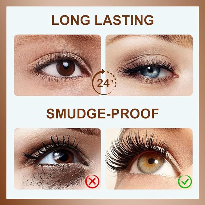 Waterproof Silk Fibre Thick Lengthening Mascara, 4D Silk Fiber Lash Mascara for Women, Long Lasting Smudge-Proof Curling Eyelashes Mascaras Black Volume and Length Natural, All Day Full (2)