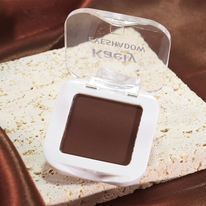 Kaely Pressed Single Eyeshadow Makeup, Coffee Matte Highly Pigmented Monochrome Eye Shadow Palette, Waterproof Neutral Powder Mini Eyeshadow, sombras para ojos, Lightweight Blendable, 09