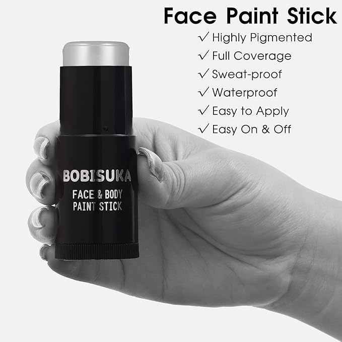 BOBISUKA Light Grey Face Body Paint Stick, Gray Contour Face Paints Sticks, Grayscale Makeup Painting Kit for Halloween Homestuck Raven Cosplay Special Effects Costume SFX Parties Stage