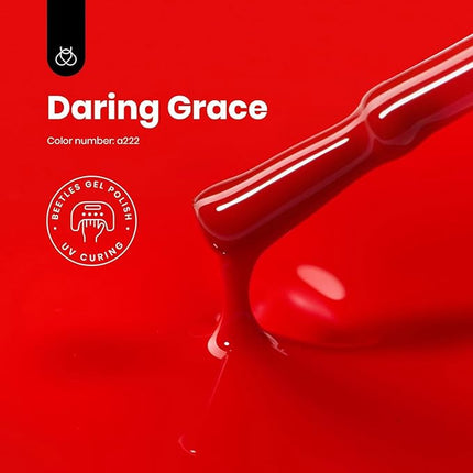 Beetles Red Gel Nail Polish, 15ml Red Color Soak Off UV LED Gel Polish, Nail Art Design Daring Grace Manicure Salon DIY Home Colorful Bottle Gifts for Women