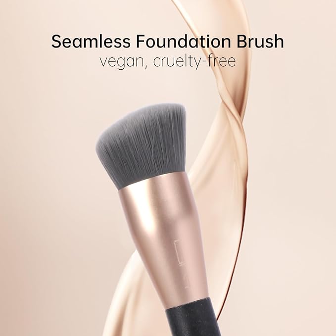 Ecofriendly Foundation Brush for Liquid Makeup Professional Angled Flat Top Kabuki Brush, Premium Quality Makeup Brush, Vegan & Cruelty-Free
