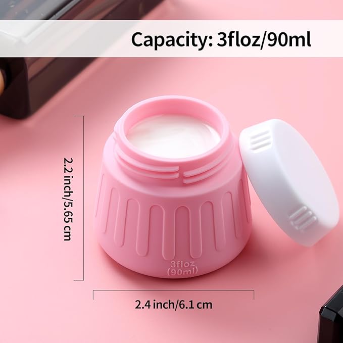 Gemice 3 oz Travel Containers for Toiletries, 4-Pack TSA Approved Travel Size Toiletries Containers for On-the-Go, Small Leak-Proof Travel Essentials Silicone Jar for Shampoo, Lotions, Cleanser