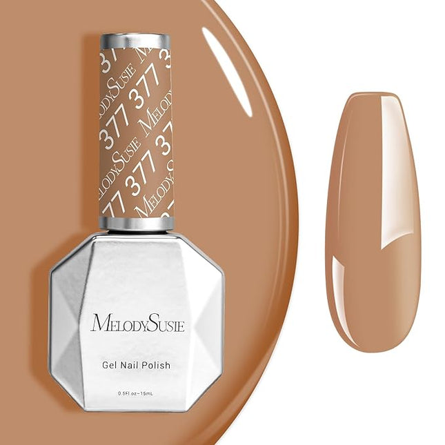 MelodySusie Nude Brown Gel Nail Polish, 0.5 fl oz Soak Off UV LED Beige Brown Gel Polish Gift for Women Nail Art Manicure Salon DIY Nail Design Decoration at Home-377