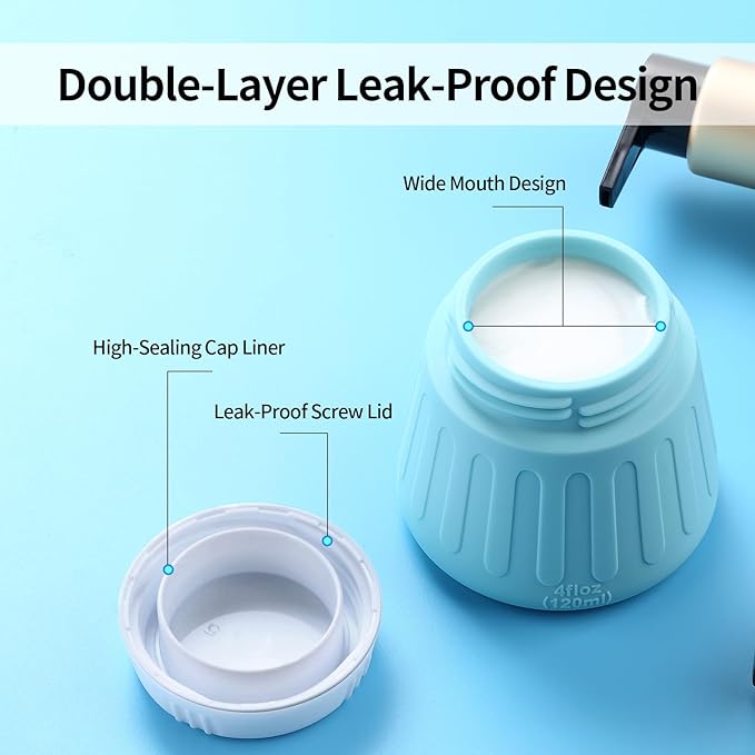 Gemice 4 OZ Travel Size Containers for Toiletries, Leak-Proof Silicone Slime Jars with Lids, BPA Free Small Round Cosmetic Slime Container for Lotion, Cream, Ointments, Travel Storage (4 Pack)