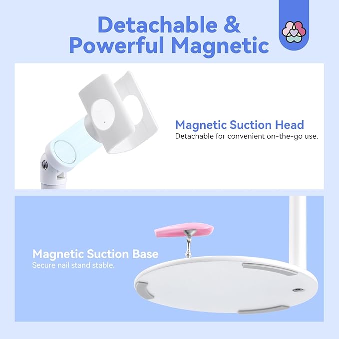 SAVILAND LED U V Light with Magnetic Stand & LCD Screen Portable Nail Lamp Kit Handsfree 2-Timer Modes Portable Mini Nail Dryer Stand for Gel Nails USB Rechargeable and Cordless for Home DIY Manicure